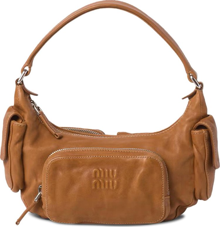 Miu Miu Pocket Nappa Leather Bag Caramel