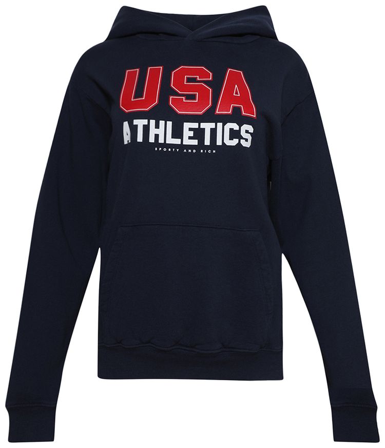 Sporty  Rich USA Athletics Hoodie NavySports RedWhite