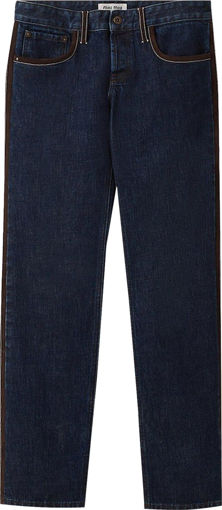 Miu Miu Straight Leg Denim Jeans BlueMaroon