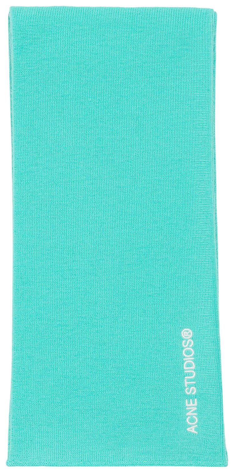 Acne Studios Logo Embroidered Scarf Turquiose Blue