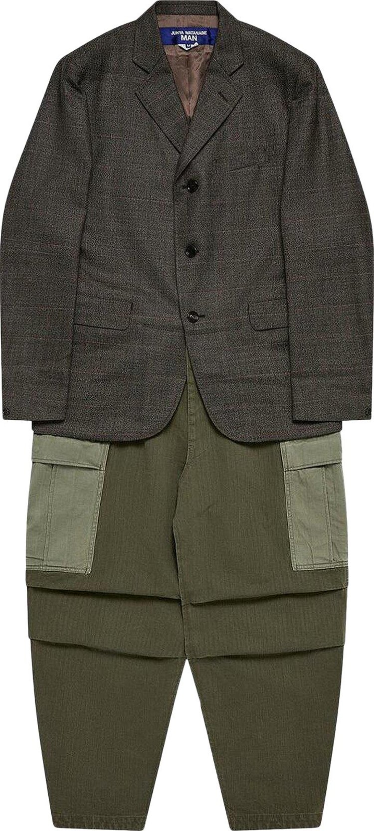 Junya Watanabe Wool Check Coat Dark BrownKhaki