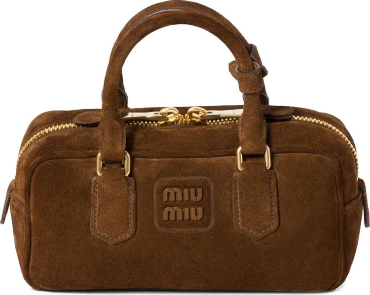 Miu Miu Arcadie Suede Top Handle Bag Cocoa Brown