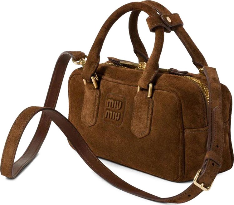 Miu Miu Arcadie Suede Top Handle Bag Cocoa Brown