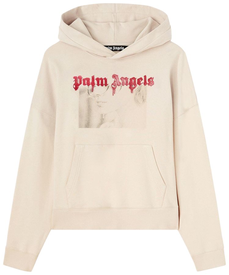 Palm Angels Portrait Pencil Hoodie Light Beige