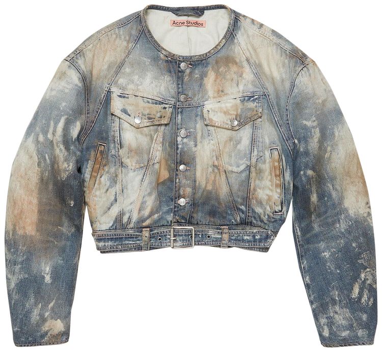 Acne Studios Destroyed Relaxed Denim Jacket Mid Blue