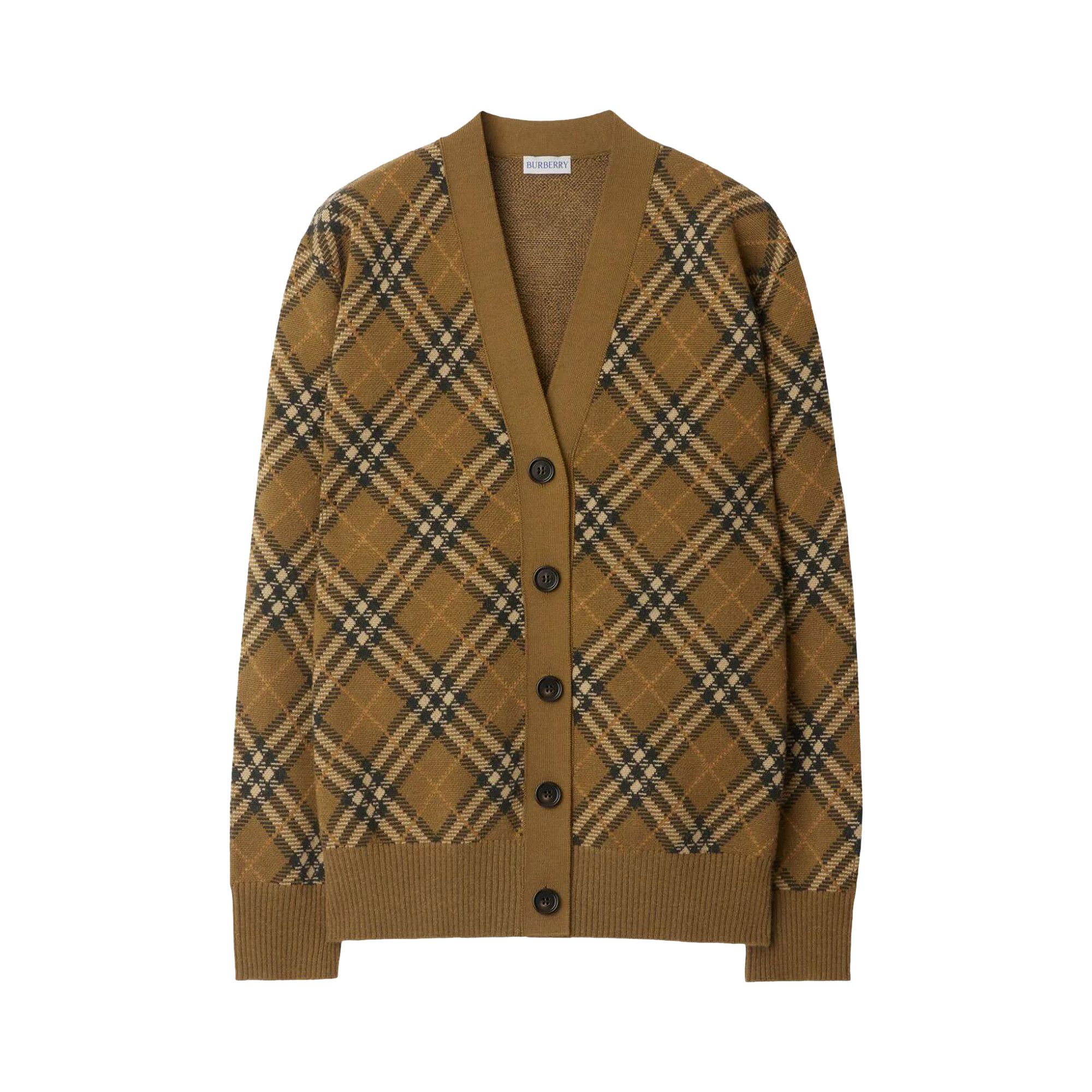 Buy Burberry Wool Check Cardigan 'Shrew' - 8099621 | GOAT