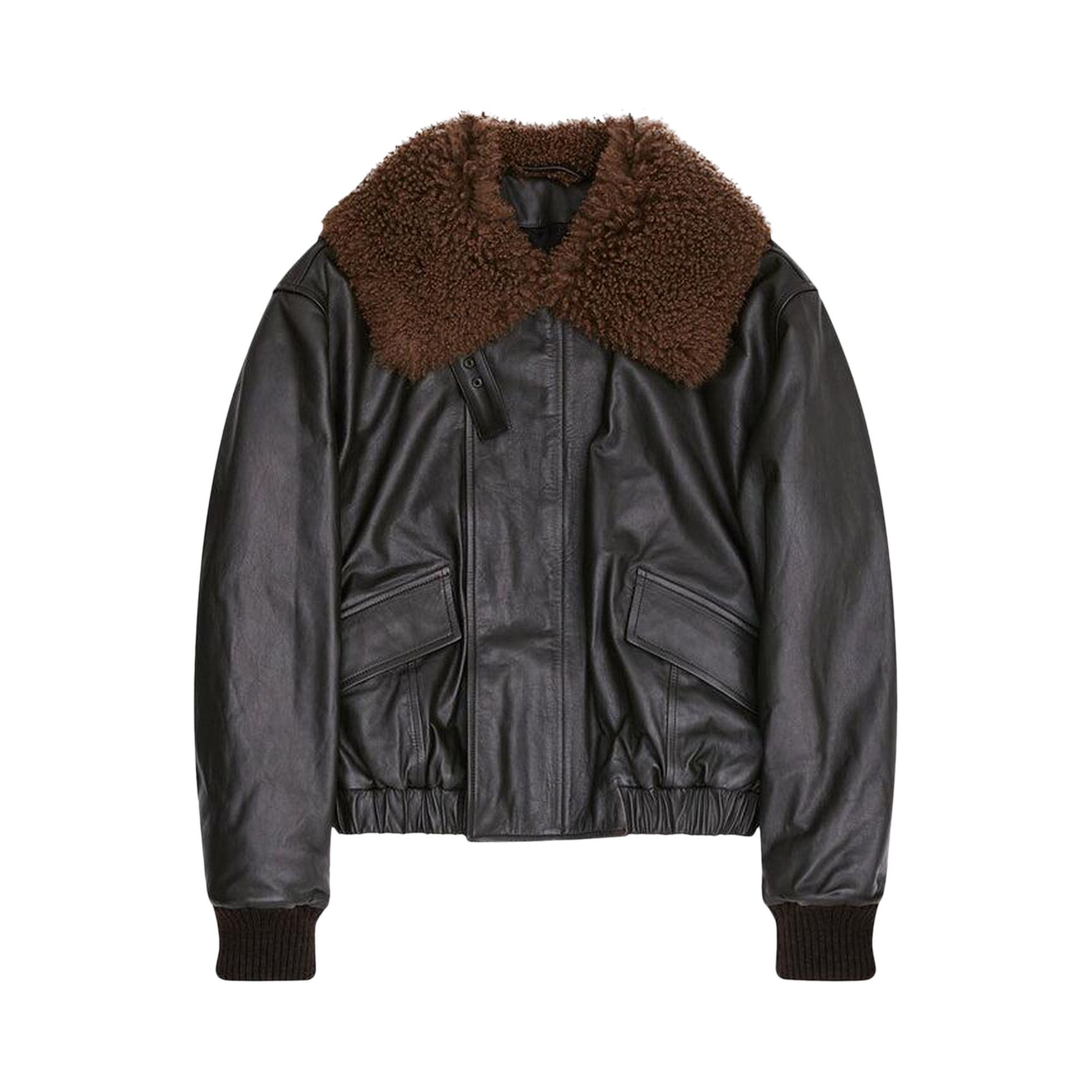 ジャケット・アウター LemaireLEATHER BLOUSON WITH SHEARLING Buy Lemaire Leather Blouson With Shearling Collar 'Dark Espresso