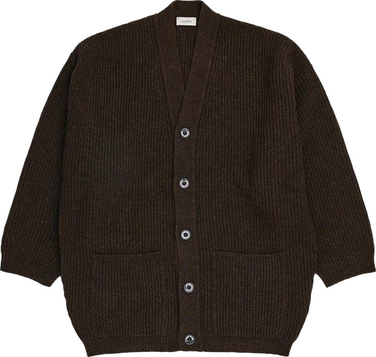 Lemaire Felted Cardi Coat Dark Acajou Melange