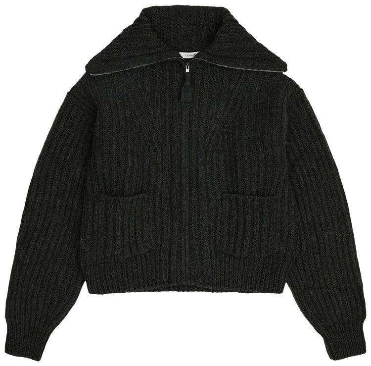 Lemaire Trucker Collar Zipped Cardigan Dark Espresso