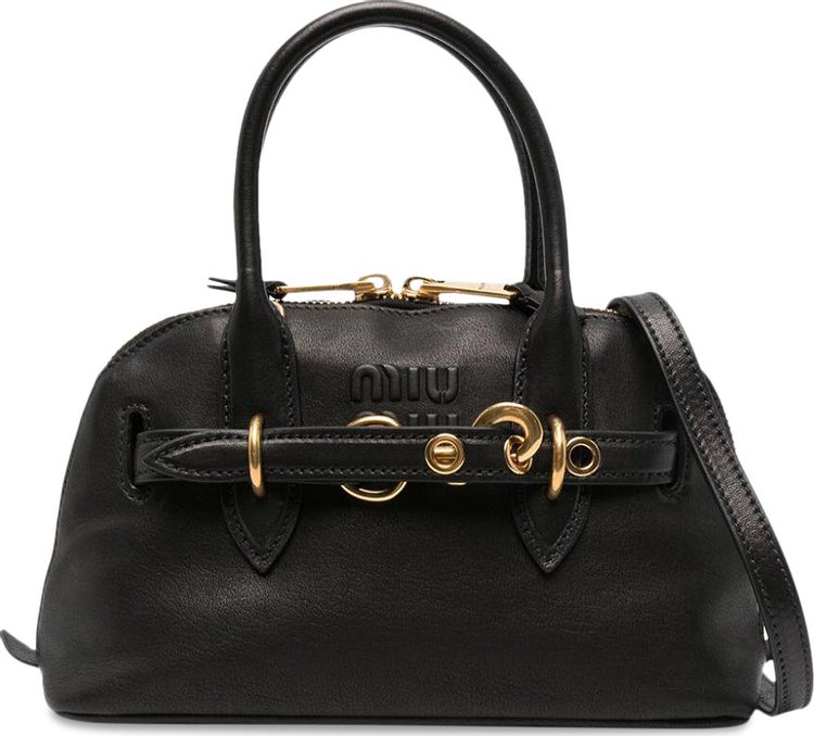 Miu Miu Aventure Nappa Leather Top Handle Bag Black