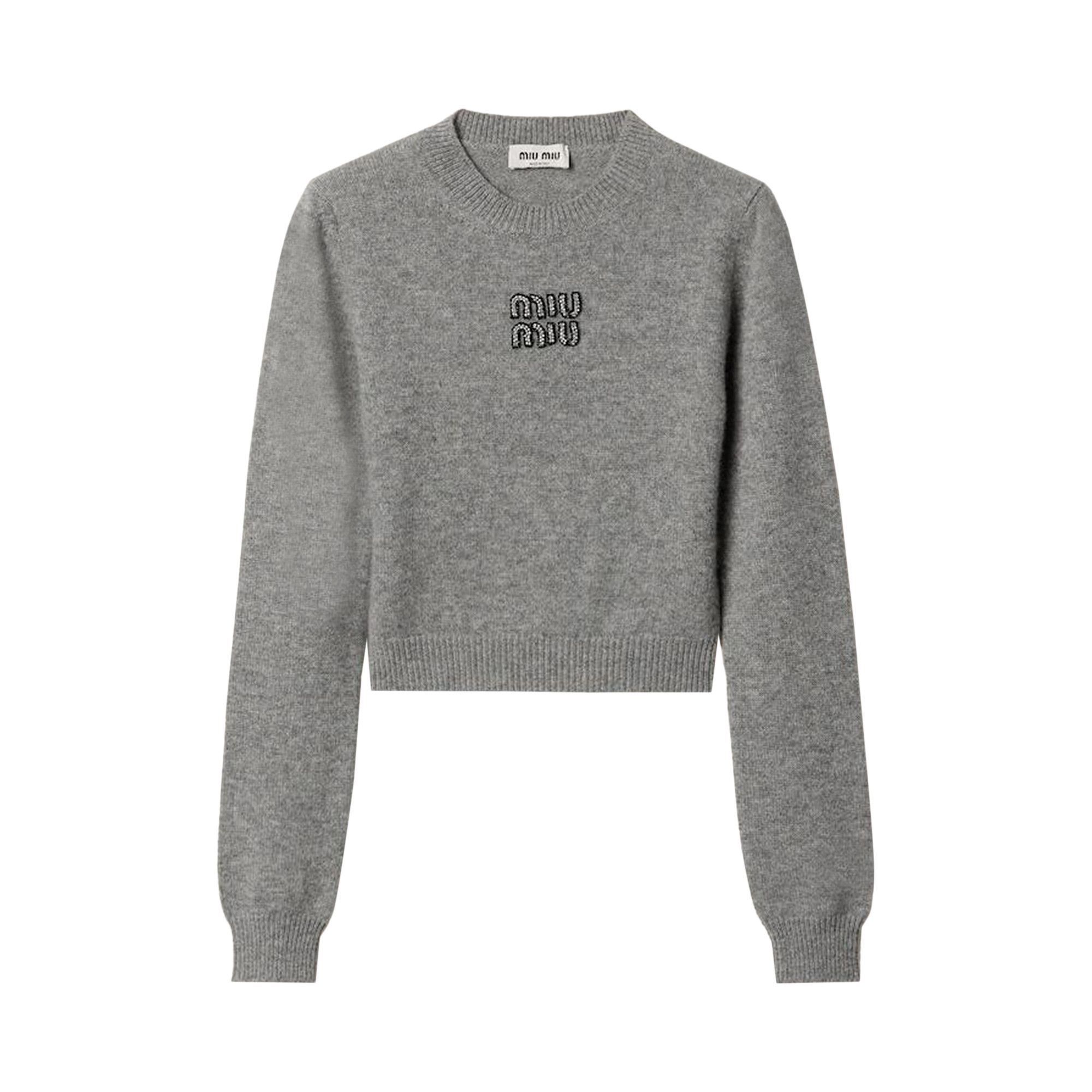 Buy Miu Miu Girocollo Cashmere Ricamo Sweater Grigio MML725 15NO F0031 GOAT
