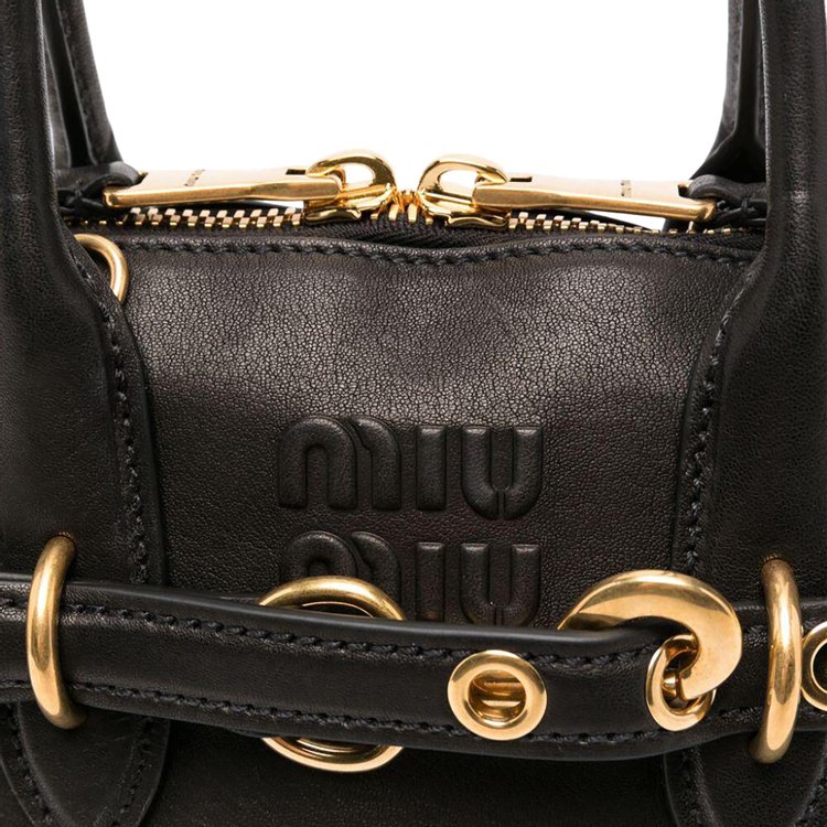 Miu Miu Aventure Nappa Leather Top Handle Bag Black