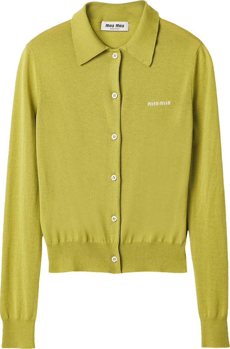 Miu Miu Cashmere Silk Cardigan Pistacchio