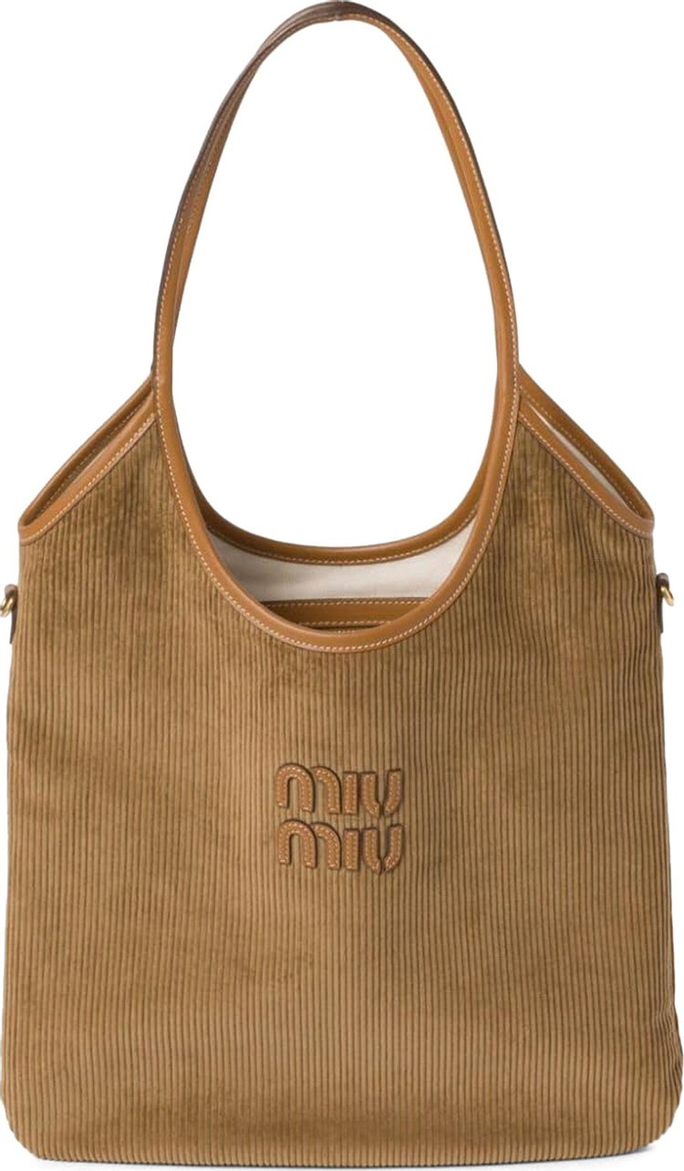 Miu Miu Striped Corduroy Shopping Bag Cannella