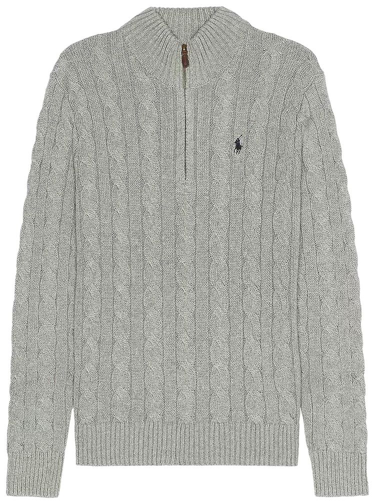 Polo Ralph Lauren Long Sleeve Zip Sweater Fawn Grey Heather