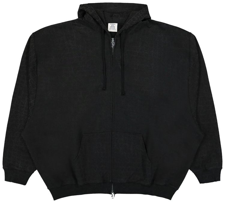 Vetements Gothic Monogram Zip Hoodie Black