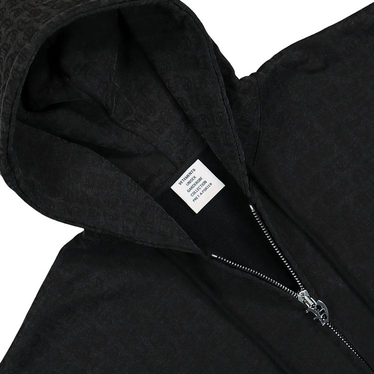 Vetements Gothic Monogram Zip Hoodie Black