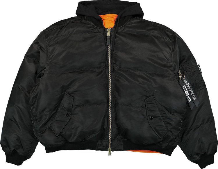 Vetements Quilted Hooded Bomber Jacket Black