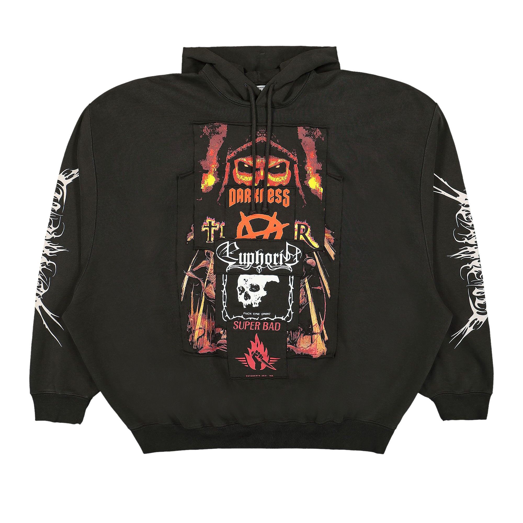 Size s Vetements Patched Metal Hoodie Black