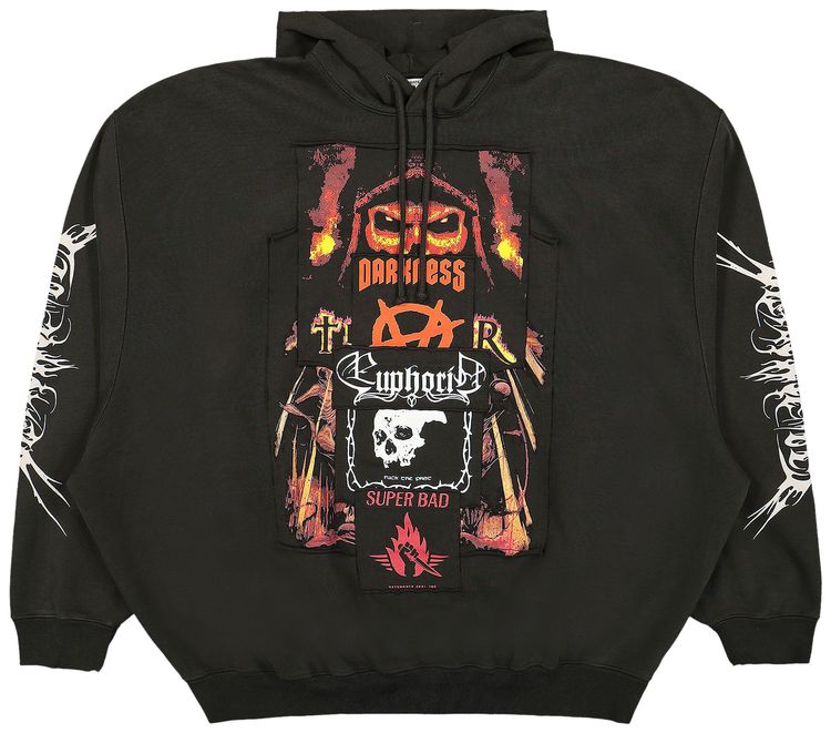 Vetements Patched Metal Hoodie Black