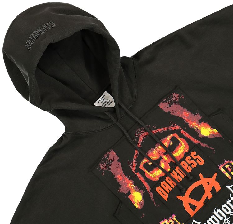 Vetements Patched Metal Hoodie Black