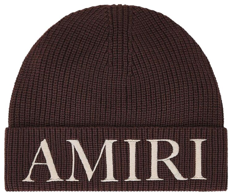 Amiri Logo Embroidered Beanie Dark Brown