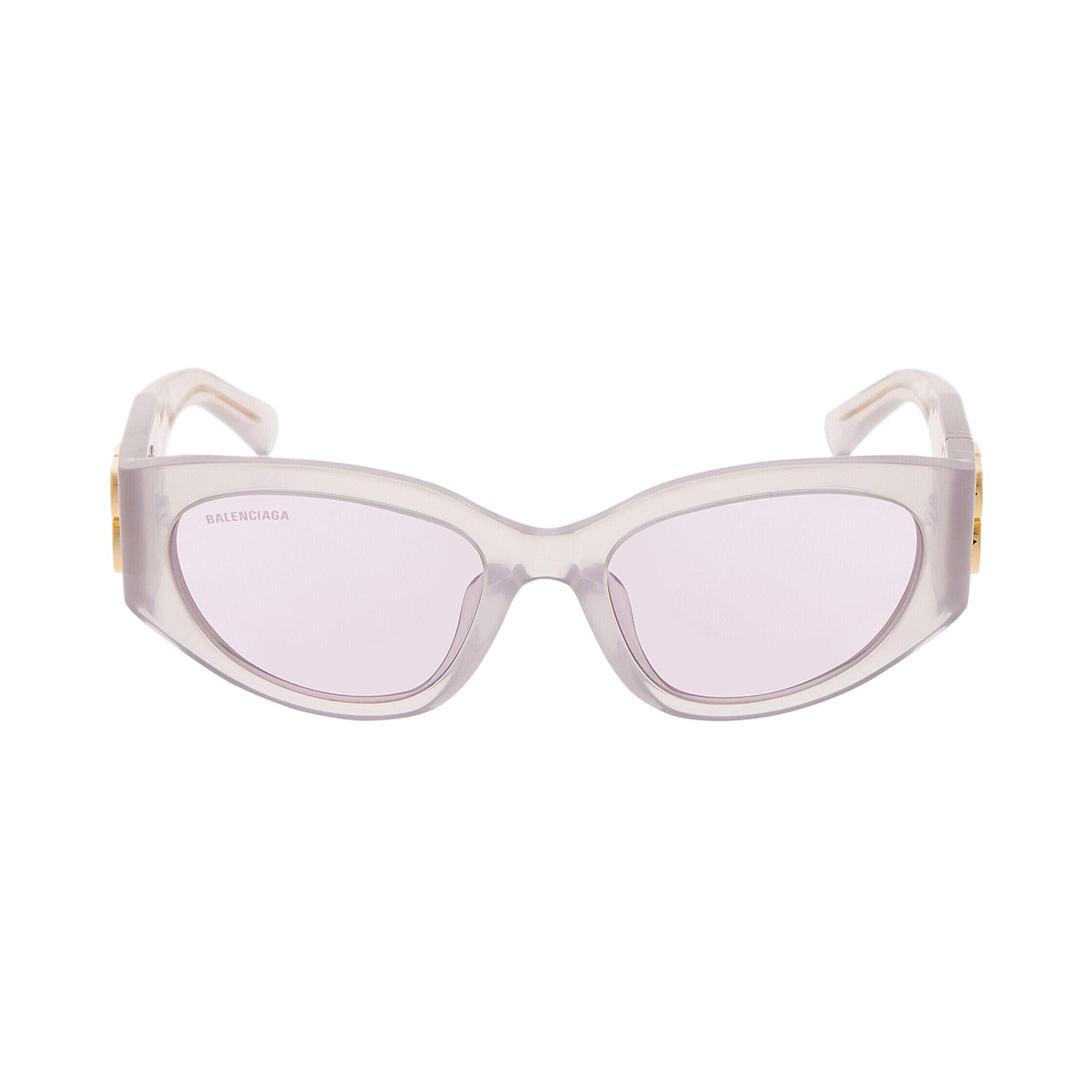 Balenciaga Bossy Round Frame Sunglasses Milky Transparent Pink