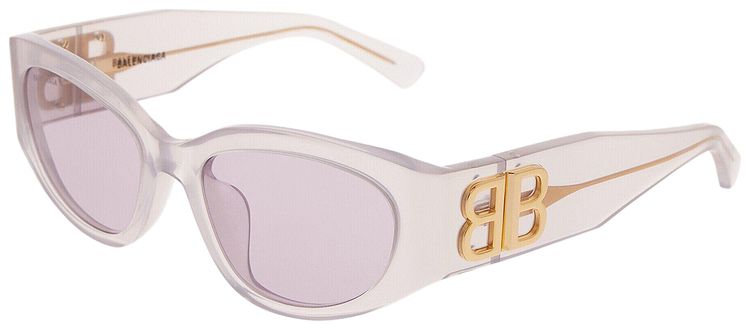 Balenciaga Bossy Round Frame Sunglasses Milky TransparentPink
