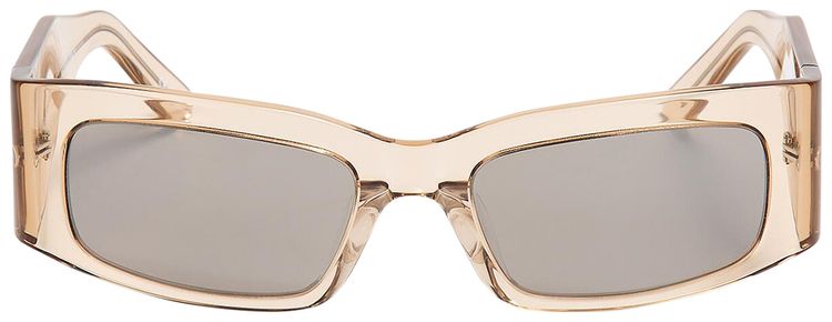 Balenciaga Paper Rectangle Frame Sunglasses TransparentAmondSilver