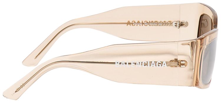 Balenciaga Paper Rectangle Frame Sunglasses TransparentAmondSilver