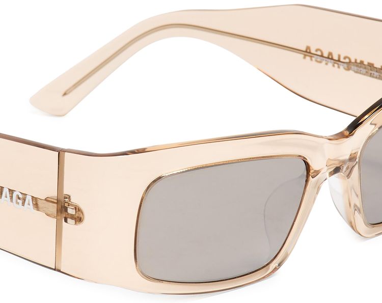 Balenciaga Paper Rectangle Frame Sunglasses TransparentAmondSilver