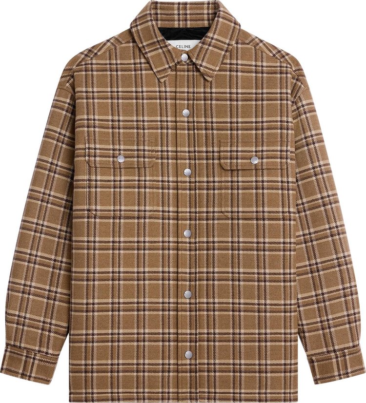 CELINE Checked Overshirt CamelBeigeMarron