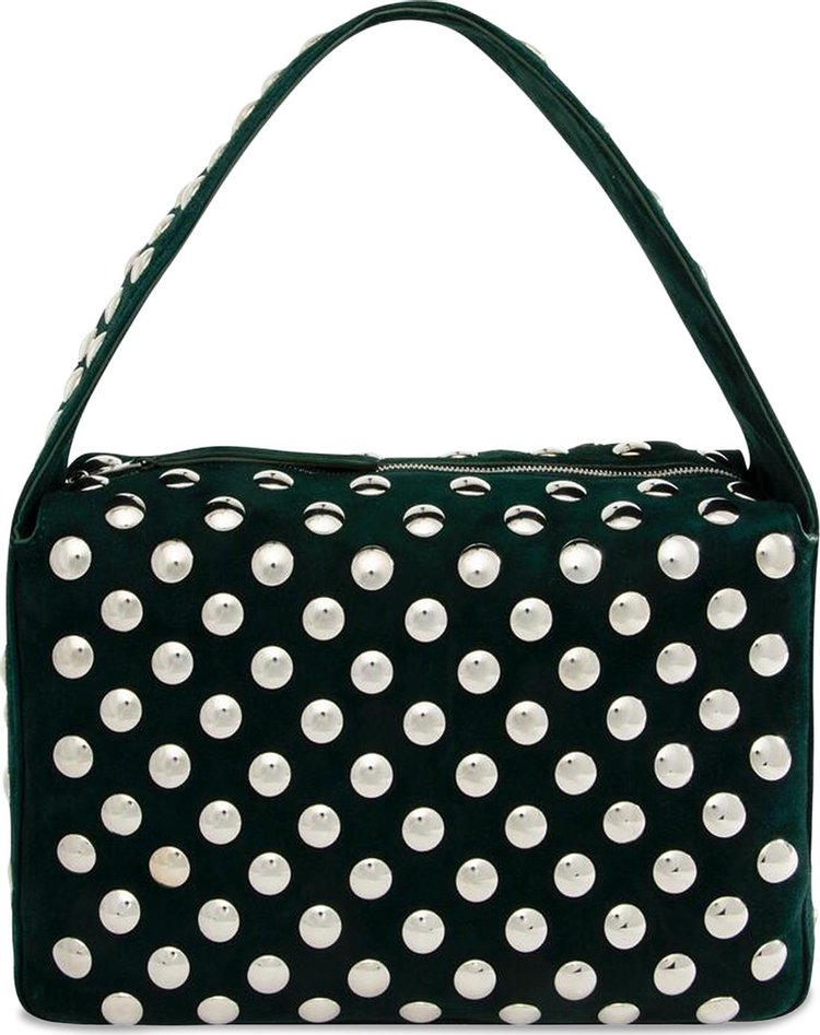 Khaite Elena Suede Studded Shoulder Bag English Green