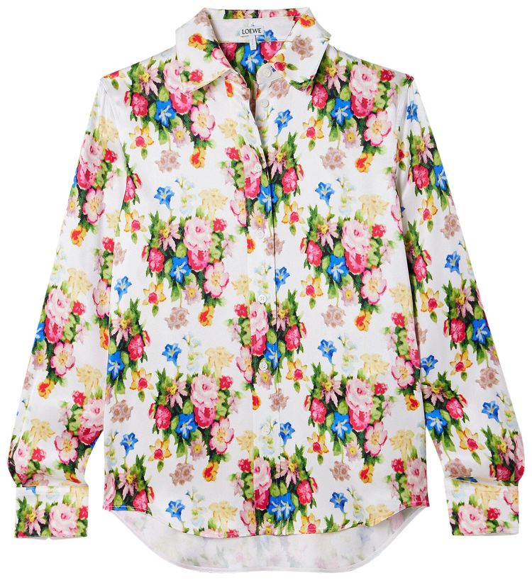 Loewe Floral Printed Button Up Shirt MulticolorSoft Pink