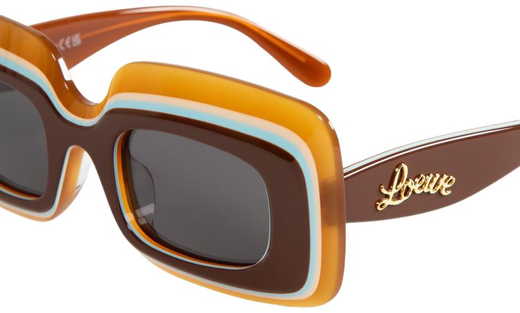 Loewe Multilayer Rectangular Sunglasses Light BrownSmoke