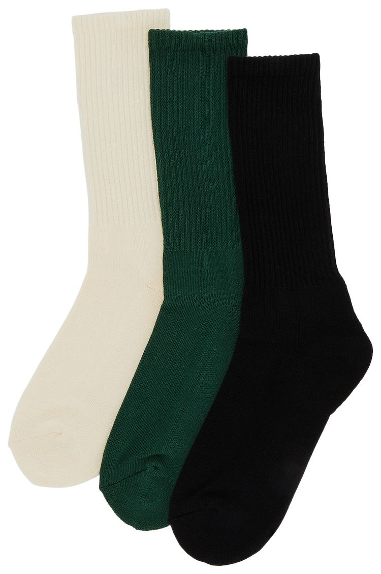 GOLF WANG Romeo Glitter Socks 3 Pack Cream Dark Green Black