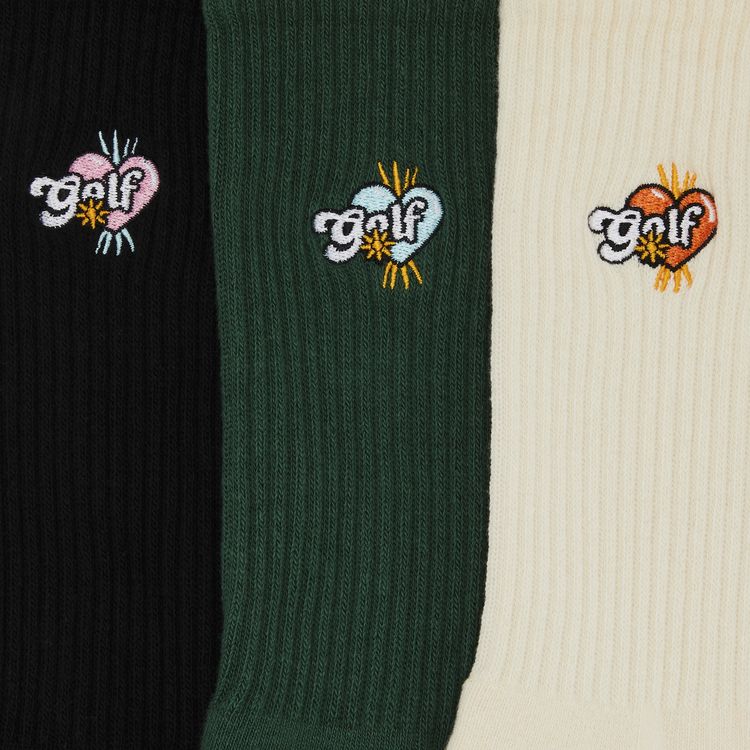 GOLF WANG Romeo Glitter Socks 3 Pack Cream Dark Green Black
