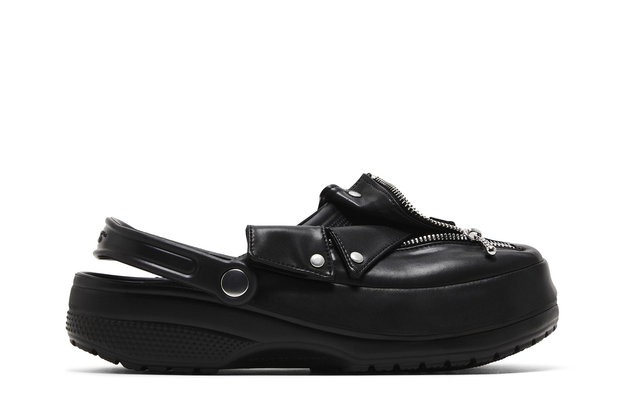 NEW Crocs x Beams Classic Clog Black Leather Riders Jacket