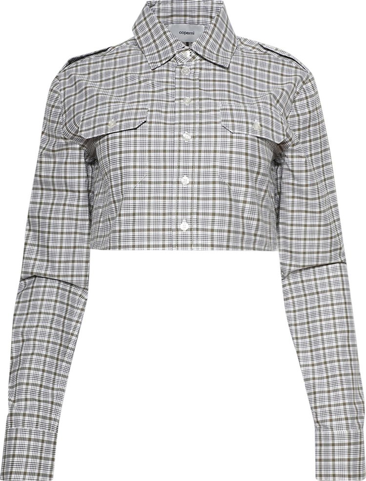 Coperni Check Cropped Shirt GreenWhite