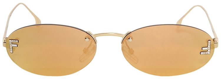 Fendi Oval Crystal Sunglasses Gold