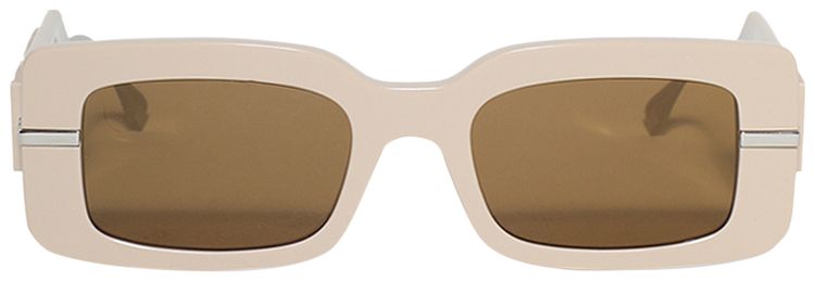 Fendi Rectangular Frame Sunglasses Shiny BeigeBrown