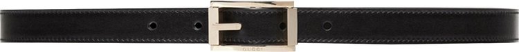 Gucci Reversible Thin Belt With Rectangular Buckle Black