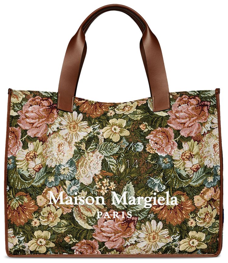 Maison Margiela Large Cabas Shopping Bag Green FloralLight BlueChestnut