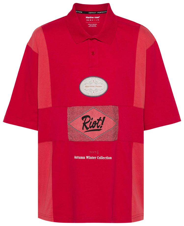 Martine Rose Oversized Panelled Polo Red