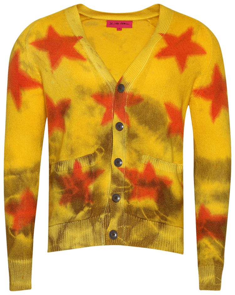 The Elder Statesman Star Sprayed Cardigan SunshineRedBrown