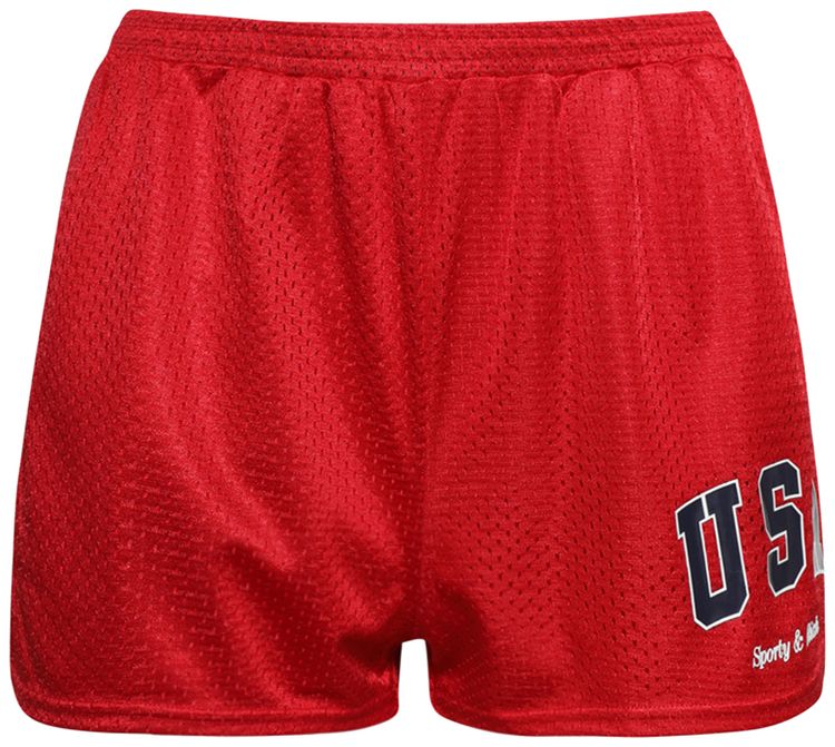 Sporty  Rich USA Mesh Disco Short Sports RedNavyWhite
