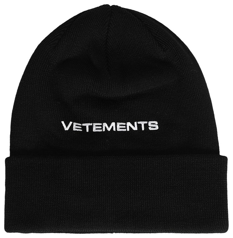 Vetements Logo Beanie Black