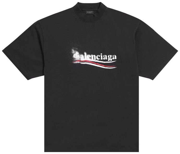 Balenciaga Political Stencil T Shirt Faded BlackWhite