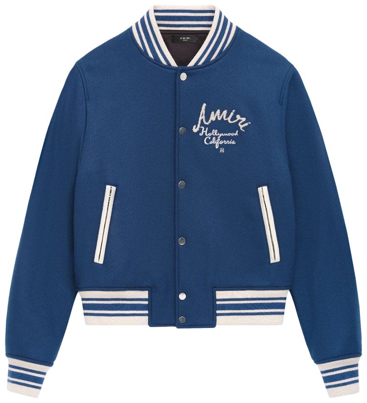 Amiri Hollywood Bomber Jacket Dusty Blue