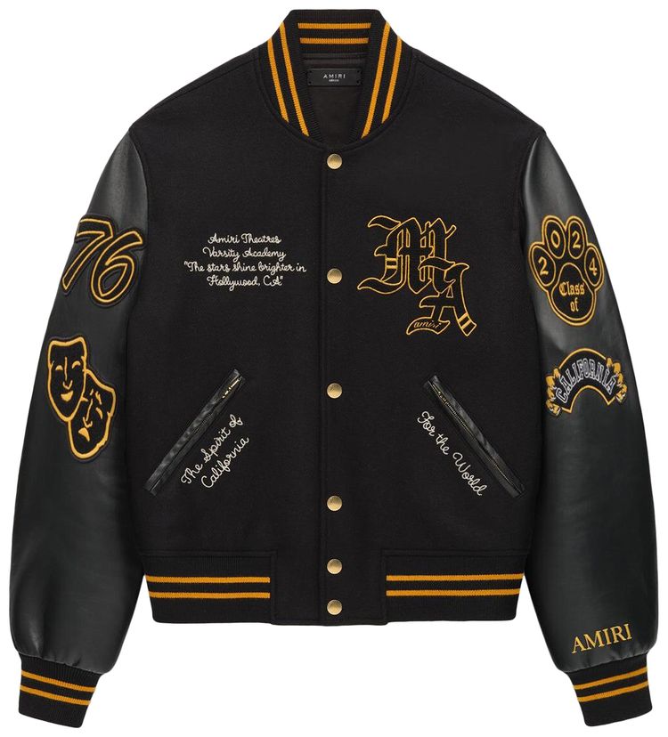 Amiri Lion Varsity Jacket Black